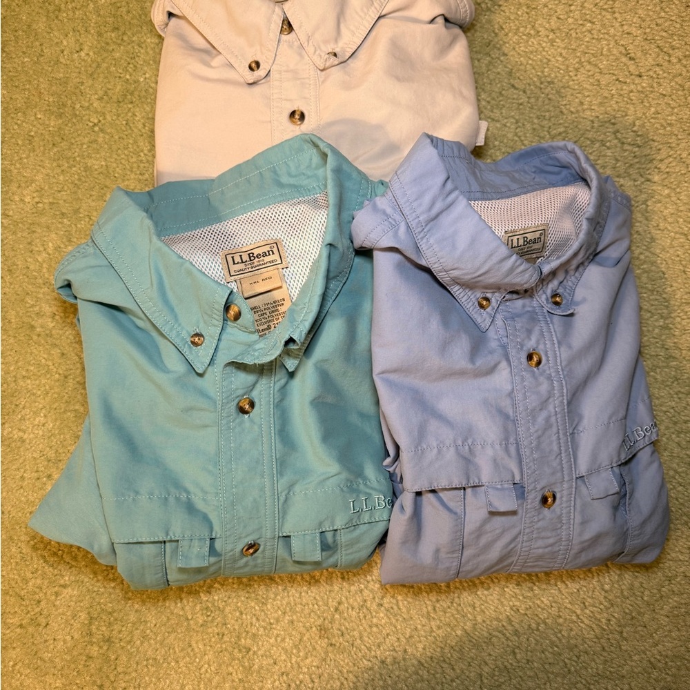 Lot of 3-L.L. Bean Outdoor / Fishing Vented Button Down Shirts- size XXL